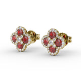 Endless Bliss Ruby and Diamond Cluster Studs