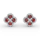 Endless Bliss Ruby and Diamond Cluster Studs