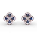 Endless Bliss Sapphire and Diamond Cluster Studs