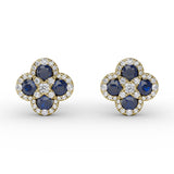 Endless Bliss Sapphire and Diamond Cluster Studs