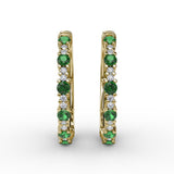 Precious Emerald and Diamond Hoop Earrings