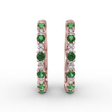 Precious Emerald and Diamond Hoop Earrings