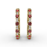 Precious Ruby and Diamond Hoop Earrings