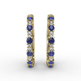 Precious Sapphire and Diamond Hoop Earrings 