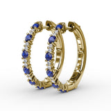 Precious Sapphire and Diamond Hoop Earrings 