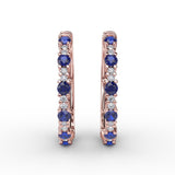 Precious Sapphire and Diamond Hoop Earrings 