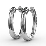 Alternaing Emerald and Diamond Hoop Earrings 