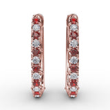 Alternaing Ruby and Diamond Hoop Earrings 