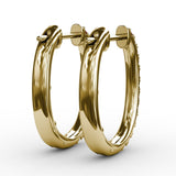 Alternaing Ruby and Diamond Hoop Earrings 