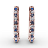 Alternaing Sapphire and Diamond Hoop Earrings 