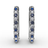 Alternaing Sapphire and Diamond Hoop Earrings 