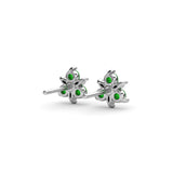 Trio Stud Emerald and Diamond Earrings