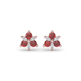 Trio Stud Ruby and Diamond Earrings