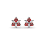 Trio Stud Ruby and Diamond Earrings