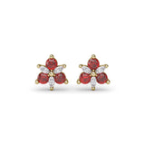 Trio Stud Ruby and Diamond Earrings