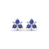 Trio Stud Sapphire and Diamond Earrings