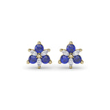 Trio Stud Sapphire and Diamond Earrings