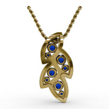 Glam Galore Sapphire and Diamond Leaf Pendant