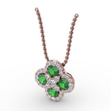 Flower Emerald and Diamond Pendant 