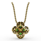 Flower Emerald and Diamond Pendant 