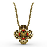 Flower Ruby and Diamond Pendant 
