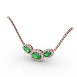 Three Stone Oval Pendant 