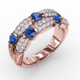 Double Row Sapphire and Diamond Ring