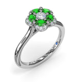 Floral Emerald and Diamond Ring