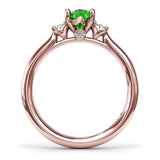 Three Stone Emerald and Diamond Ring