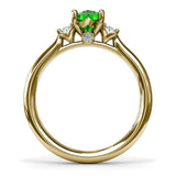 Three Stone Emerald and Diamond Ring