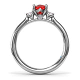 Three Stone Ruby and Diamond Ring