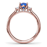 Three Stone Sapphire and Diamond Ring