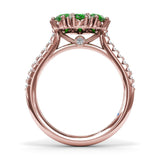 Emerald and Diamond Cluster Flower Ring