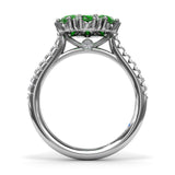 Emerald and Diamond Cluster Flower Ring