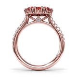 Ruby and Diamond Cluster Flower Ring