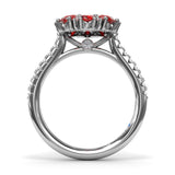 Ruby and Diamond Cluster Flower Ring