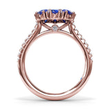 Sapphire and Diamond Cluster Flower Ring