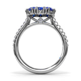 Sapphire and Diamond Cluster Flower Ring