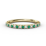 Delicate Emerald Shared Prong Anniversary Band