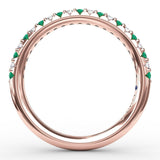 Delicate Emerald Shared Prong Anniversary Band