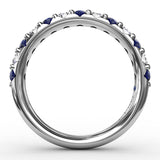 Sapphire and Diamond Shared Prong Anniversary Band