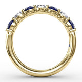 Sapphire and Diamond Shared Prong Anniversary Band