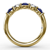 Chunky Sapphire and Diamond Shared Prong Anniversary Band