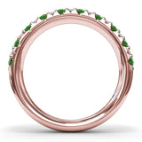 Pave Emerald and Diamond Wedding Band