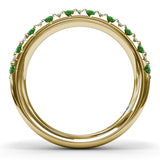 Pave Emerald and Diamond Wedding Band