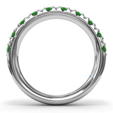 Pave Emerald and Diamond Wedding Band