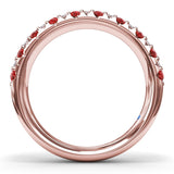 Pave Ruby and Diamond Wedding Band