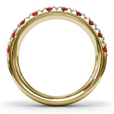 Pave Ruby and Diamond Wedding Band