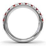 Pave Ruby and Diamond Wedding Band
