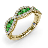 Crossover Emerald and Diamond Wedding Band
